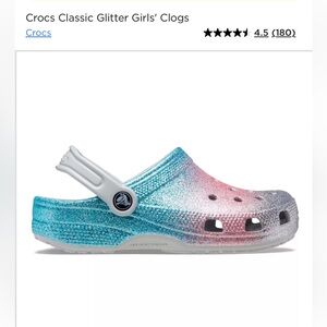 CROCS Kids Glitter Water Shoes - Pink, Blue, Silver